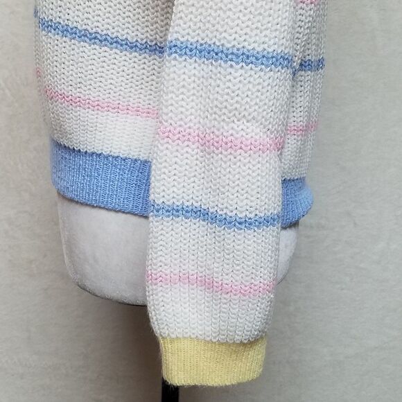 VINTAGE 70s Arielle Metallic Stripe Crop Sweater - Picture 6 of 11